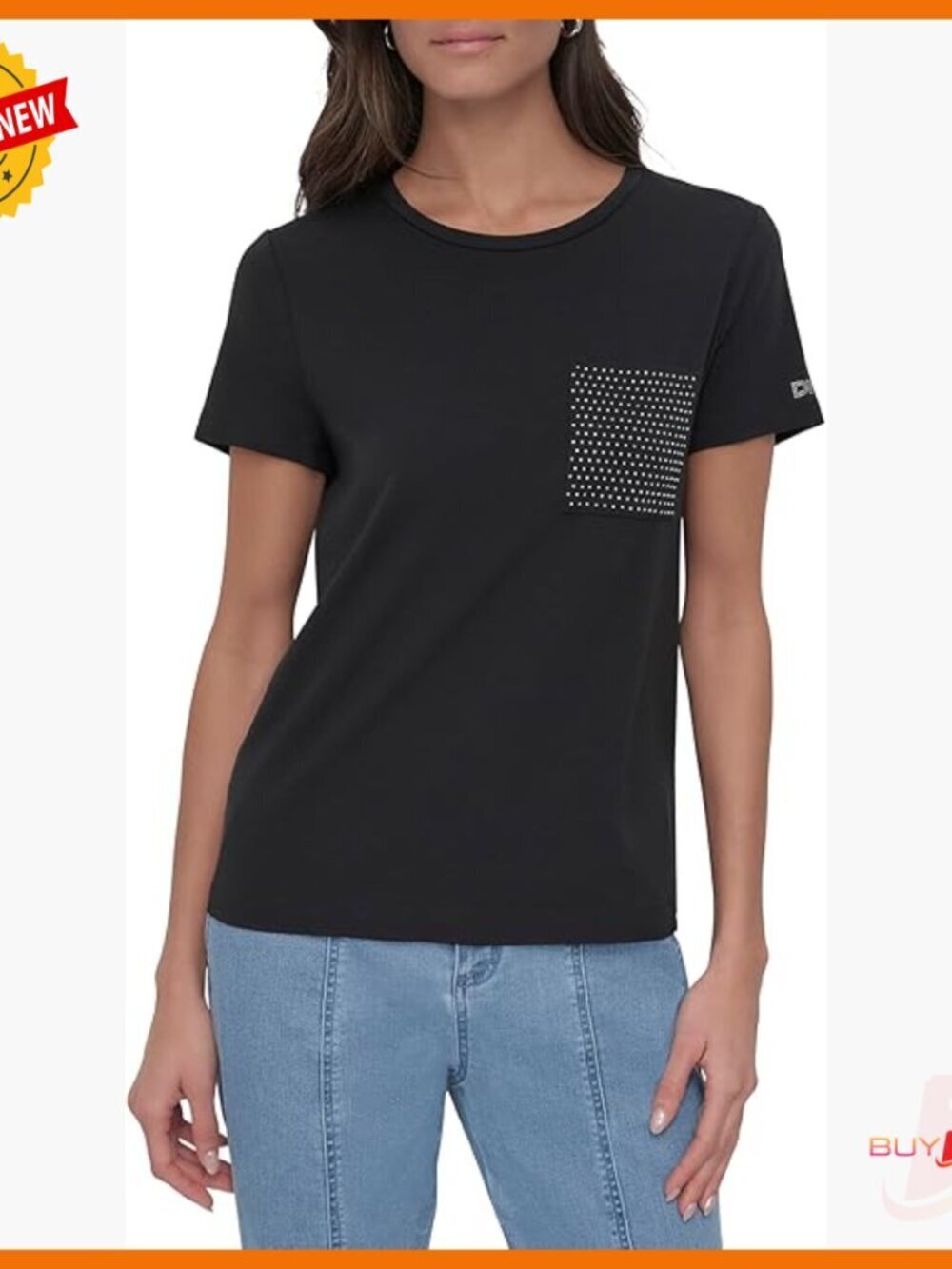 Cotton Stretch Logo Tee Knit Top Short Sleeve Crew Neck Classic Fit